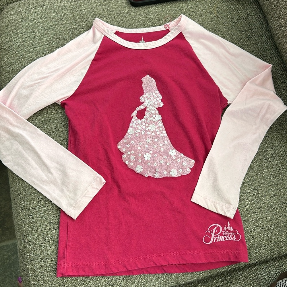 Disney Parks Girls Princess Aurora Sleeping Beauty Raglan Shirt Size L 12 Large
